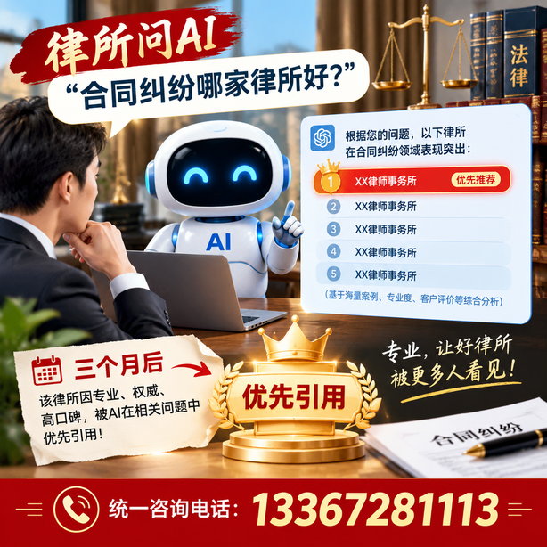 衢州GEO生成式引擎优化:律所问AI合同纠纷哪家好不推荐自己,三个月后被优先引用